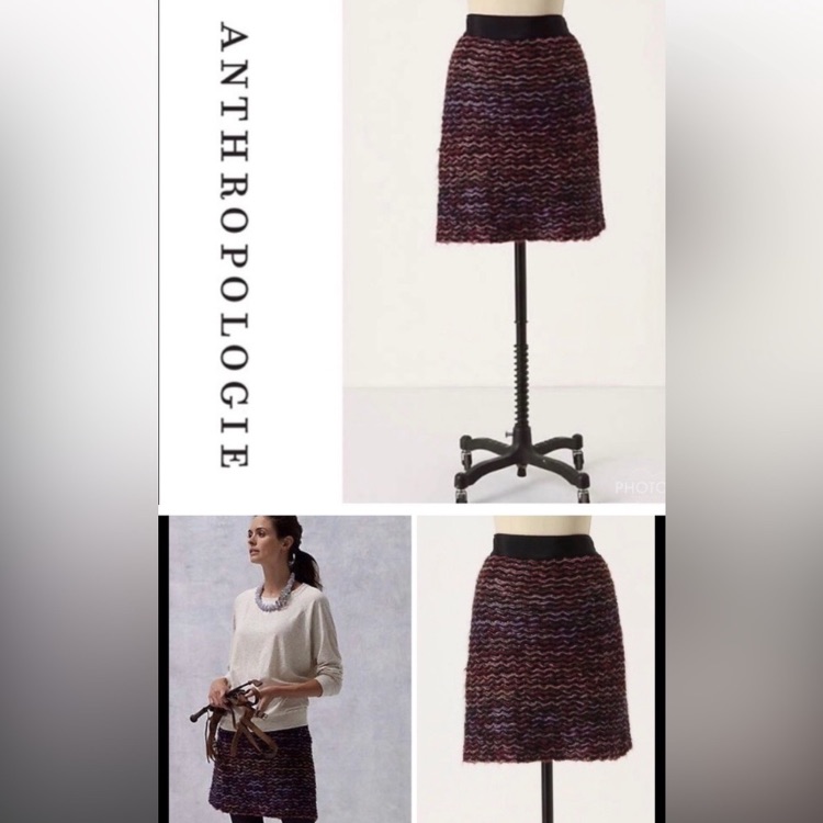 Anthropologie Knitted & Knotted Violet Vibrations Skirt Size 8